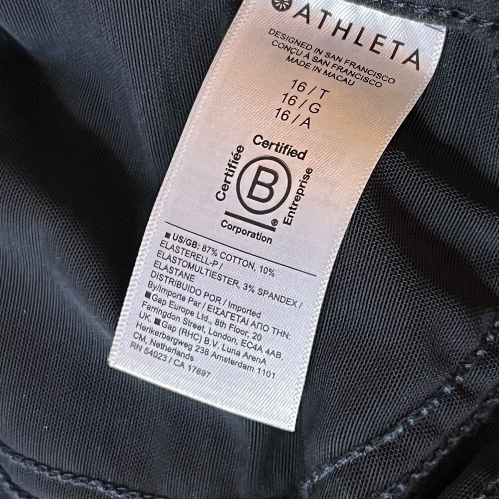 Athleta Womens Black Wide Leg Jeans 16T Dark Wash Zip coin pocket Stretch - Picture 8 of 14